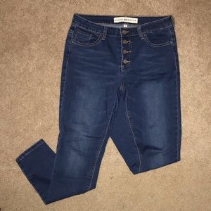 Dark blue hi-rise skinny jeans